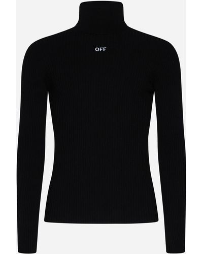 Off-White c/o Virgil Abloh Logo Viscose-blend Turtleneck - Black