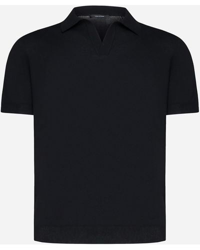 Tagliatore Cotton Polo Shirt - Black