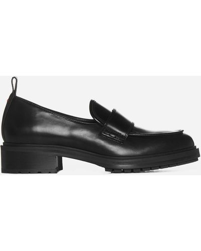 Aeyde Ruth Leather Penny Loafers - Black