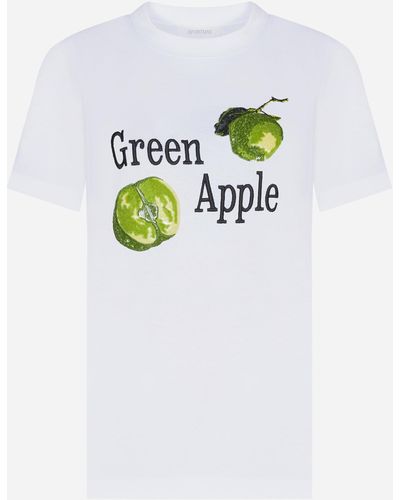 Sportmax Renata Green Apple Cotton T-shirt - White