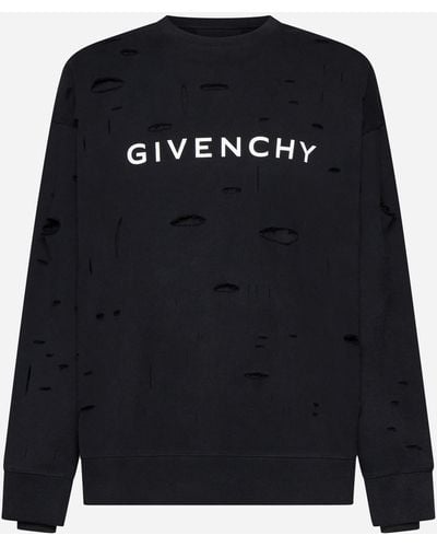 Givenchy Oversized Holes Cotton Sweatshirt - Black
