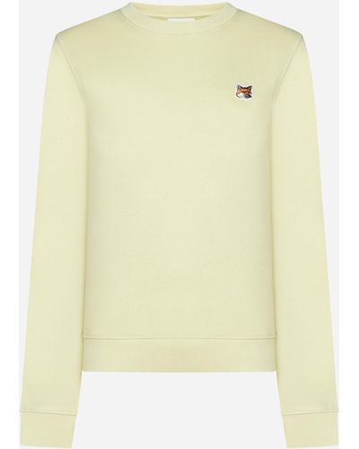 Maison Kitsuné Fox Head Patch Cotton Sweatshirt - Yellow