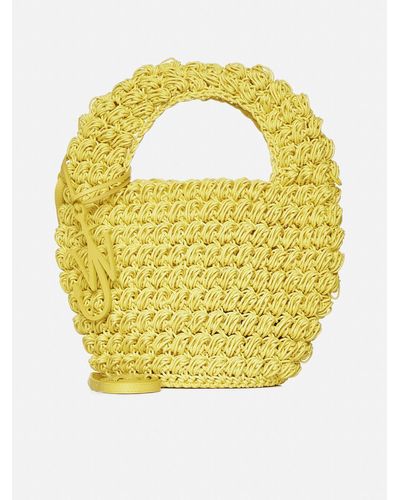 JW Anderson Raffia Small Popcorn Basket Bag - Yellow