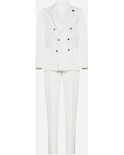 Lardini Cotton Double-breasted Suit - White