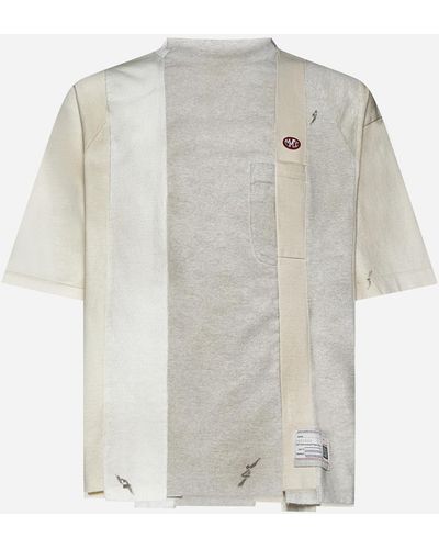Maison Mihara Yasuhiro Vertical Switching Cotton T-shirt - White