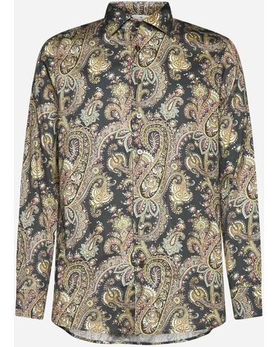 Etro Camicia in cotone con stampa floreale - Grigio