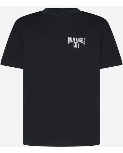 Palm Angels Washed Brand-print Cotton T-shirt Xx - Black