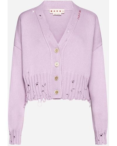Marni Cotton Cropped Cardigan - Pink