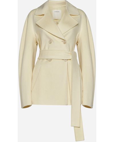 Sportmax Umano Wool And Cashmere Peacoat - Natural