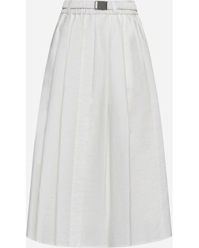 Brunello Cucinelli Cotton-blend Midi Skirt - White