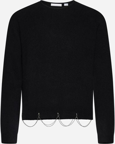 Random Identities Chain-detail Wool-blend Sweater - Black