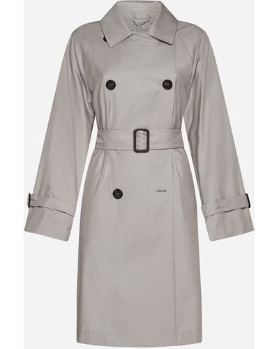 Max Mara The Cube Cotton-blend Double-breasted Trench Coat - Grey
