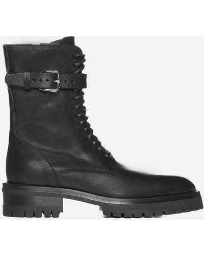 Ann Demeulemeester Cisse Leather Combat Boots - Black