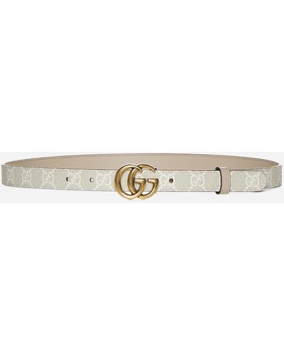 Gucci GG Marmont Reversible Leather And Fabric Belt - White