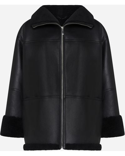 Totême Leather And Shearling Jacket - Black