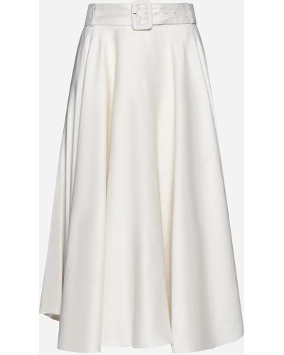 Lardini Ventura Linen-blend Midi Skirt - White