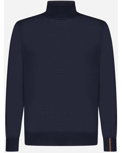 Caruso Wool, Silk And Cashmere Turtleneck - Blue
