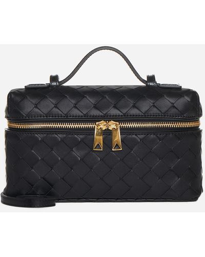 Bottega Veneta Vanity Case Intrecciato Leather Bag - Black