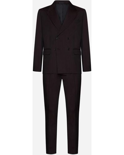 Low Brand Wool Double-breasted Suit - Black