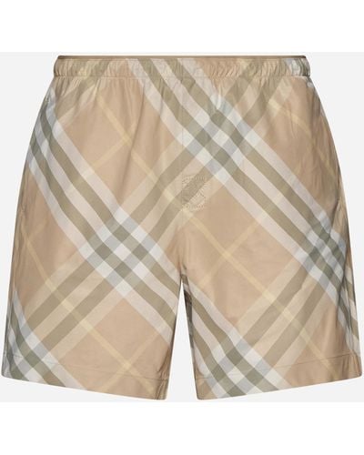 Burberry Check Print Swim Shorts - Natural