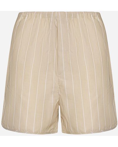 Filippa K Striped Cotton Shorts - Natural