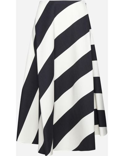 Valentino Striped Wool-blend Skirt - White