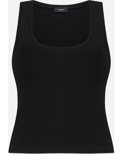 Wardrobe NYC Stretch Cotton Crop Tank Top - Black