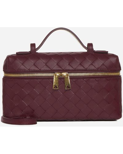 Bottega Veneta Vanity Case Intrecciato Leather Bag - Purple