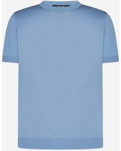 Tagliatore Knit Cotton T-shirt - Blue