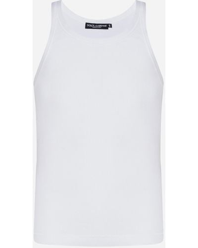 Dolce & Gabbana Rib Knit Cotton Tank Top - White