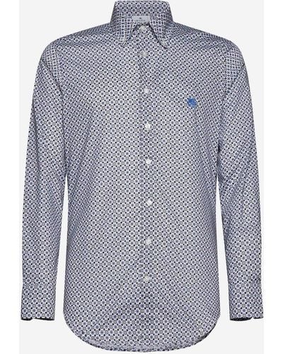 Etro Geometric Print Cotton Shirt - Blue
