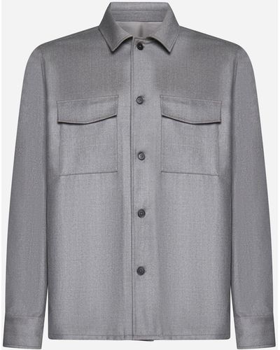 Low Brand Wool Flannel Shirt - Gray