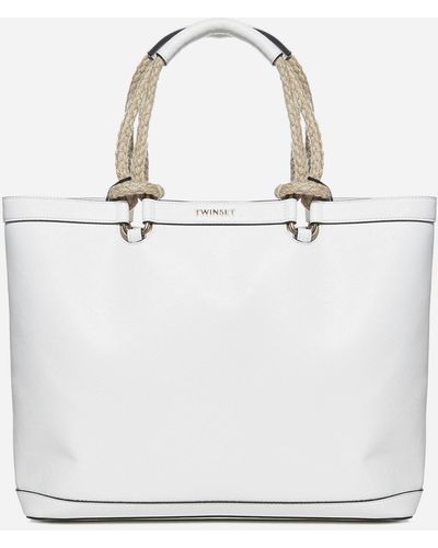 Twin Set Faux Leather Tote Bag - White