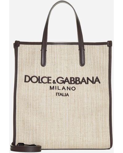 Dolce & Gabbana Logo Cotton Tote Bag - Natural