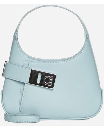 Ferragamo Arch Mini Leather Hobo Bag - Blue