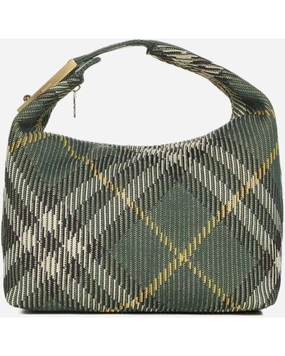 Burberry Peg Check Fabric Medium Bag - Green