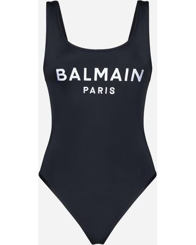 Balmain Logo One Piece Swimsuit - Blue
