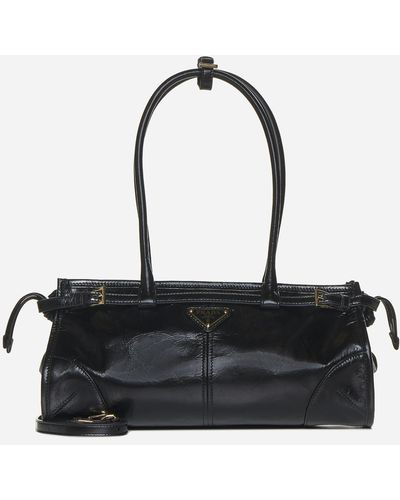 Prada Leather Medium Handbag - Black