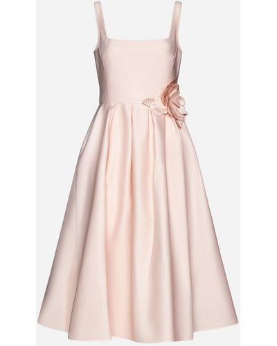 Marchesa 3d Floral-detail Duchess Satin Midi Dress - Pink