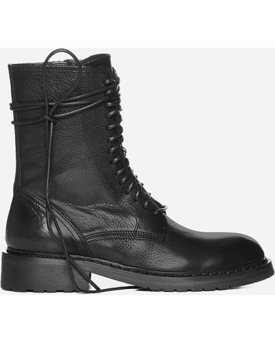 Ann Demeulemeester Santiago Leather Combat Boots - Black