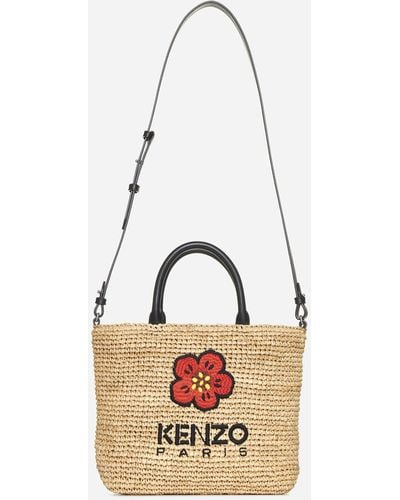 KENZO Straw Small Tote Bag - White