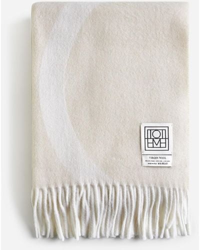 Totême Monogram Jacquard Wool Scarf - White