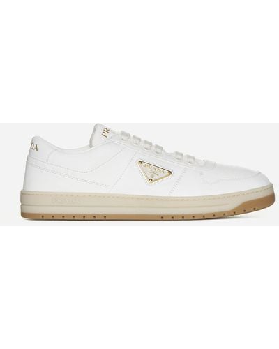 Prada Downtown Leather Sneakers - Natural
