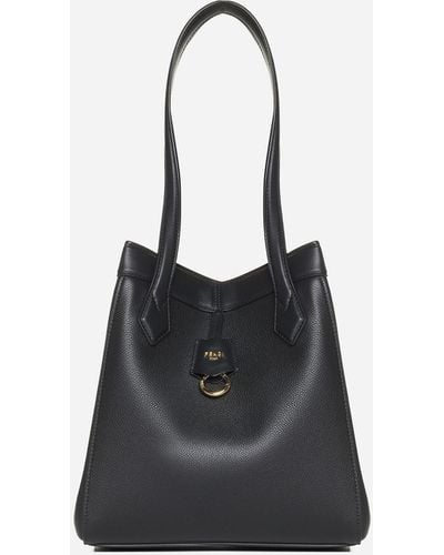 Fendi Origami Medium Leather Bag - Black
