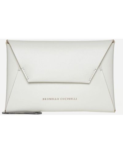 Brunello Cucinelli Leather Clutch Bag - White