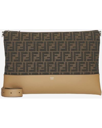 Fendi After Ff Fabric Pouch - Brown
