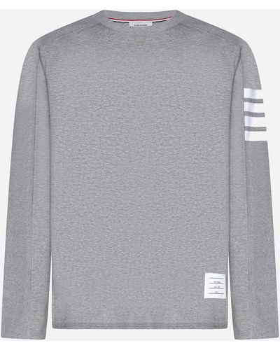 Thom Browne Cotton 4-bar T-shirt - Gray