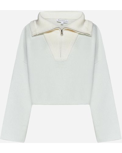 JW Anderson Wool And Cashmere Cropped Sweater - White