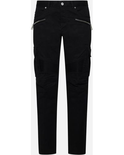 Balmain Stretch Cotton Cargo Pants - Black