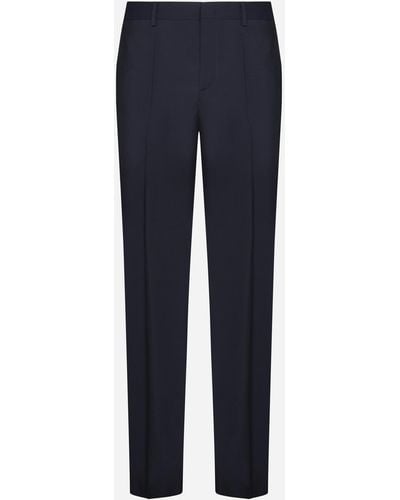 Valentino Wool And Mohair Trousers - Blue